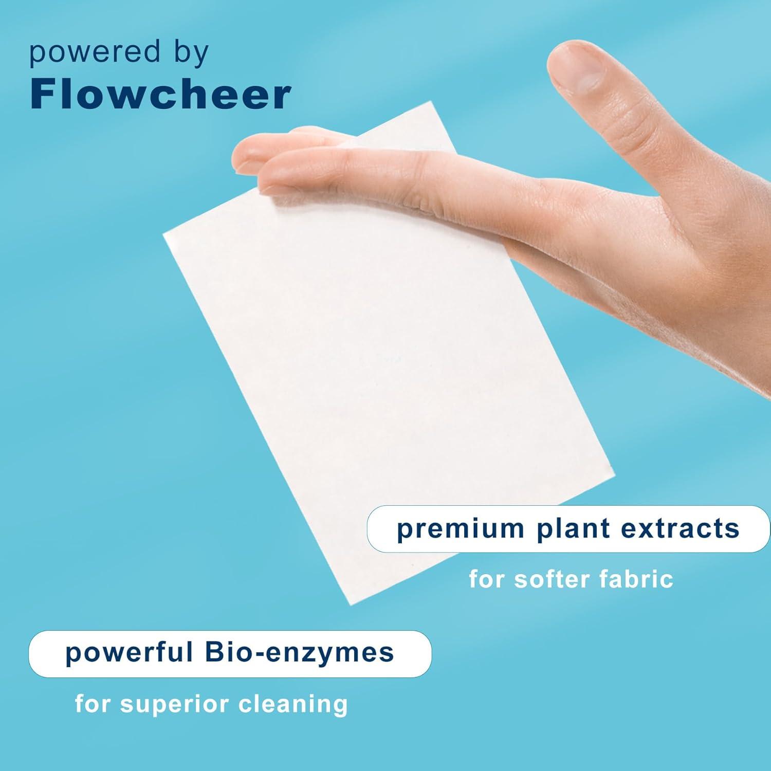 image:imageFlowCheer Laundry Detergent Sheets 10 Loads Fragrance Free PlasticFree Powerful Cleaning Liquidless Washer Sheets Travel Laundry Sheet Low WasteFresh