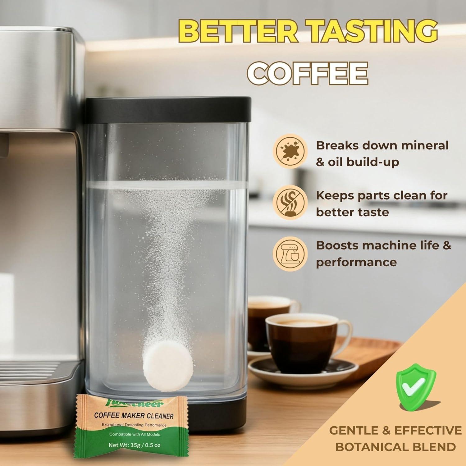 image:imageflowcheer Descaler Tablets 24 Pack Universal Coffee Maker Cleaner for Breville Jura Keurig Nespresso DeLonghi Removes Limescale Improves Taste amp Extends Life 1 Year Supply1 Count Pack of 24