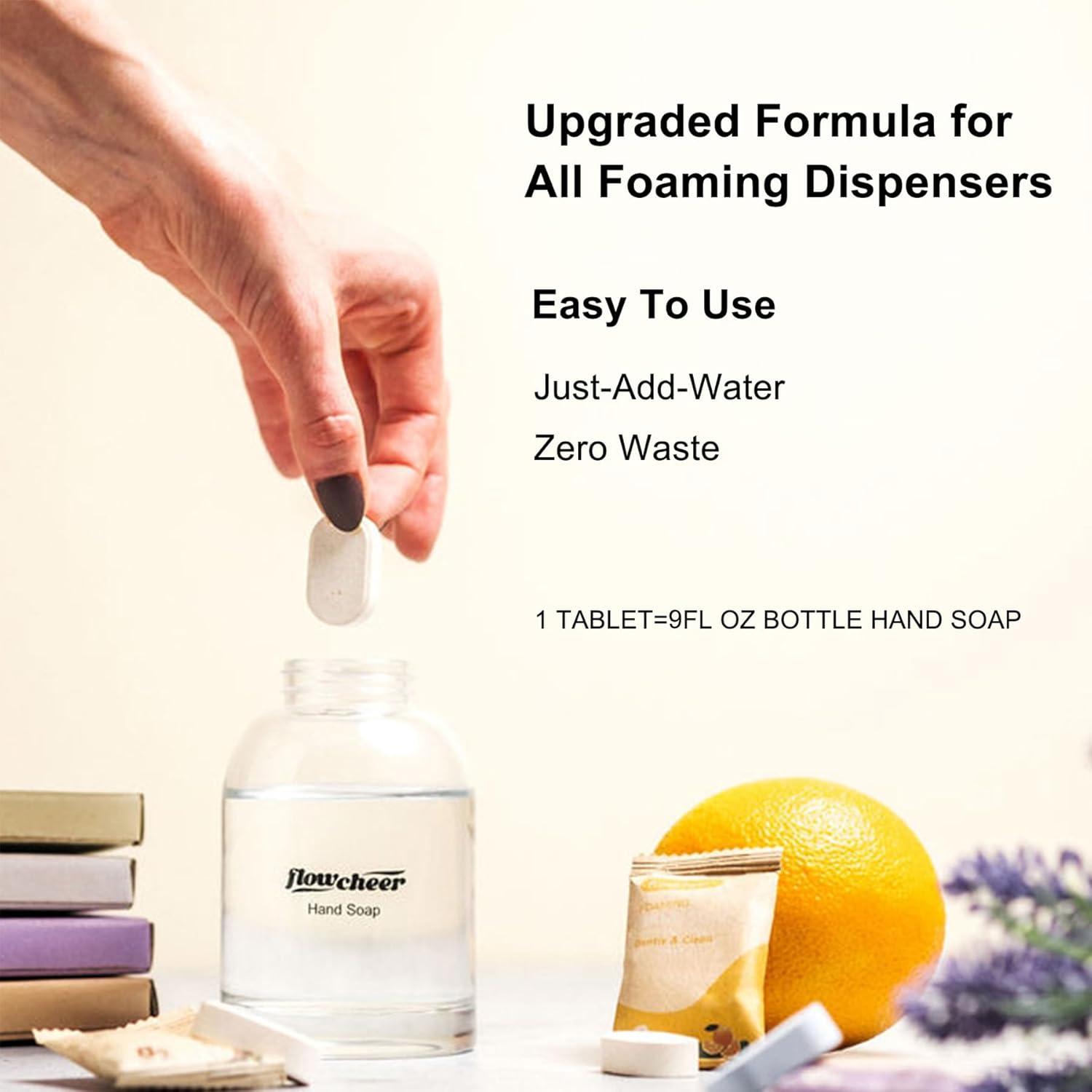 image:imageflowcheer Foaming Hand Soap Tablet Refills 12 Pack Makes 12 x 9 fl oz Lemon Scented soap tablets Fresh amp Clean Handwash No Plastic BottleLemon Scented