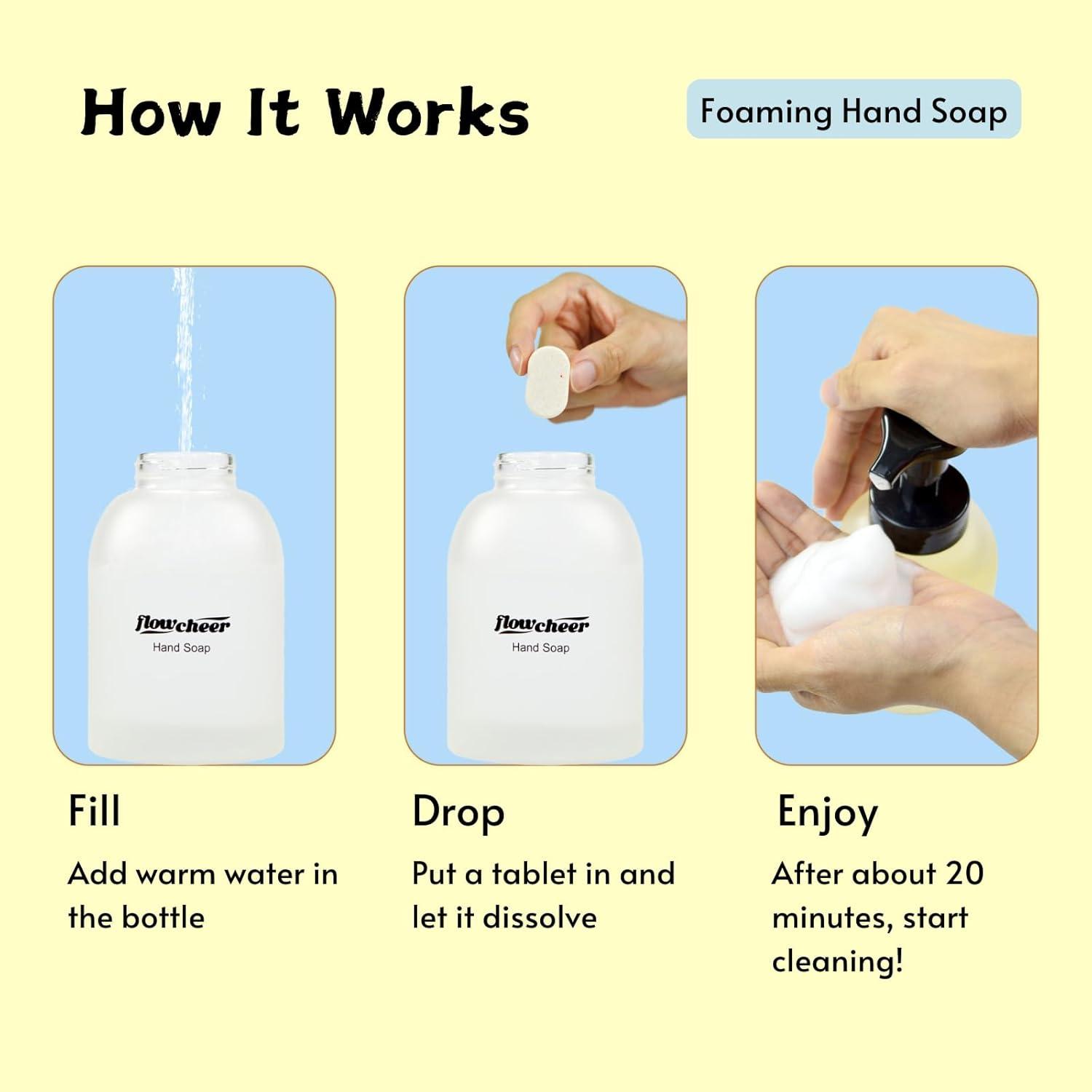 image:imageflowcheer Foaming Hand Soap Tablet Refills 12 Pack Makes 12 x 9 fl oz Lemon Scented soap tablets Fresh amp Clean Handwash No Plastic BottleVariety Pack Lemon vol Eucalyptus
