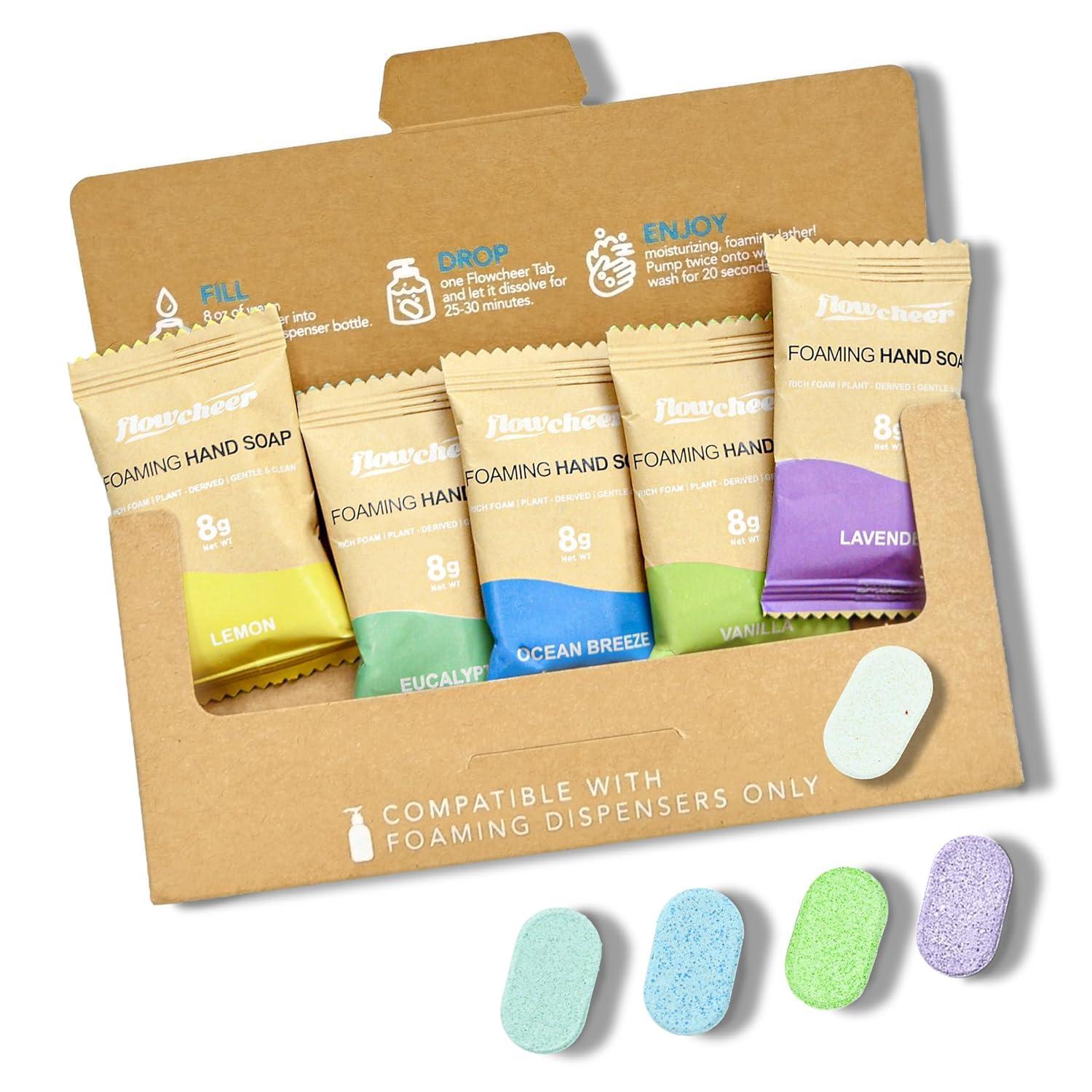 image:imageflowcheer Foaming Hand Soap Tablet Refills 12 Pack Makes 12 x 9 fl oz Lemon Scented soap tablets Fresh amp Clean Handwash No Plastic Bottlevanilla ocean breeze lavender lemon eucalyptus