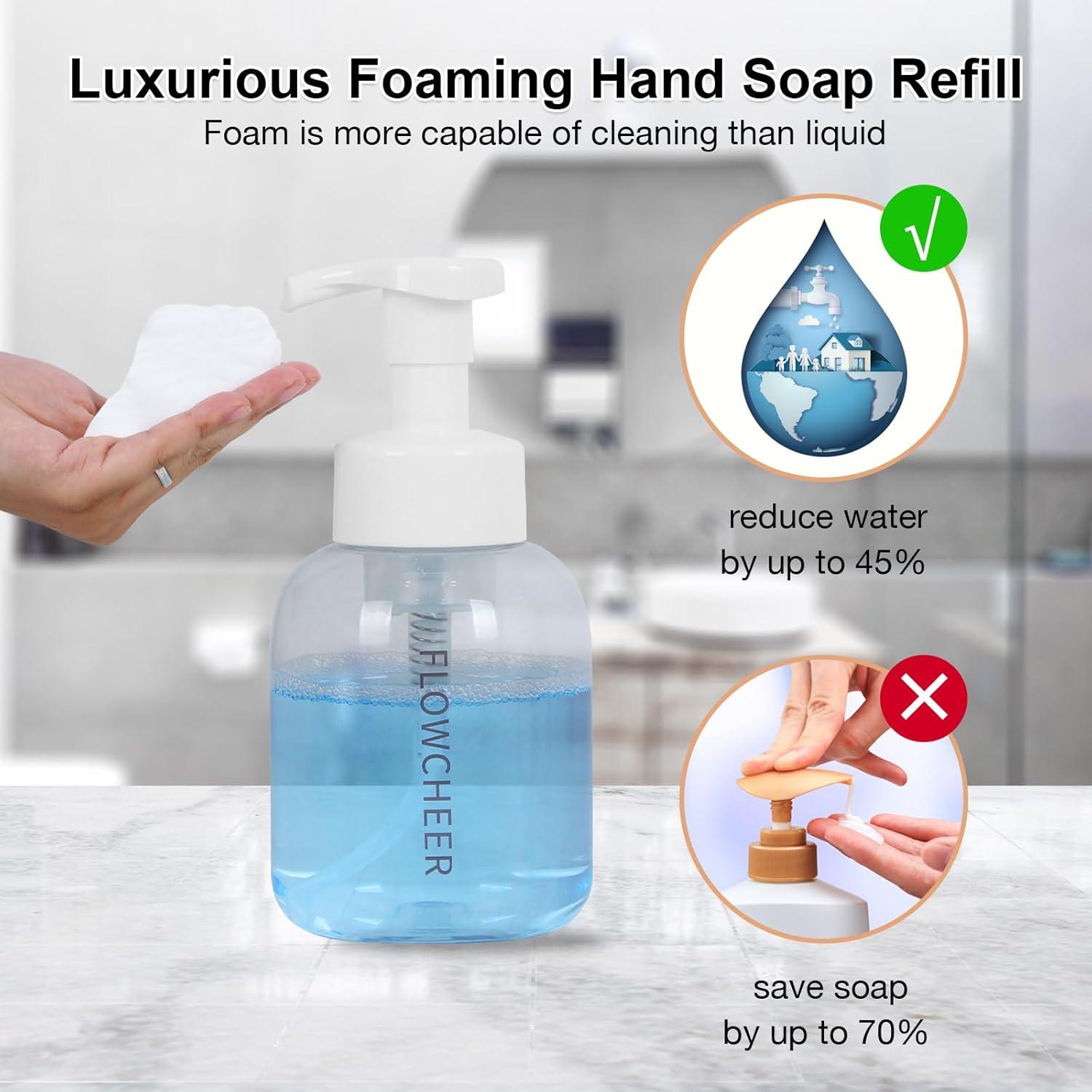 image:imageflowcheer Foaming Soap Dispenser Plastic Jar12 OZ350 ML Refillable Foam Hand Soap Dispenser Pump Bottle for Kitchen Sink Bathroom2 PcsClear