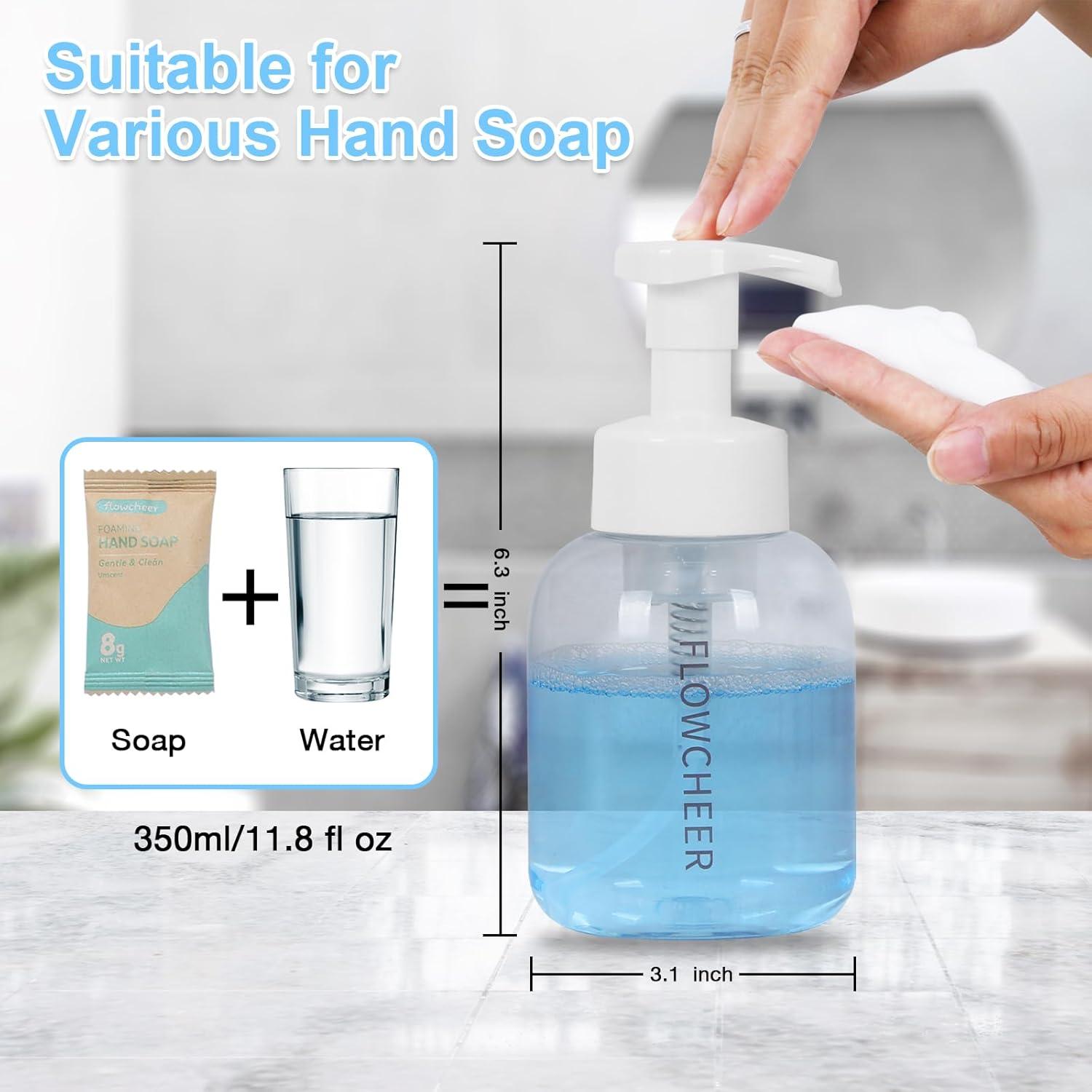 image:imageflowcheer Foaming Soap Dispenser Plastic Jar12 OZ350 ML Refillable Foam Hand Soap Dispenser Pump Bottle for Kitchen Sink Bathroom2 PcsClear