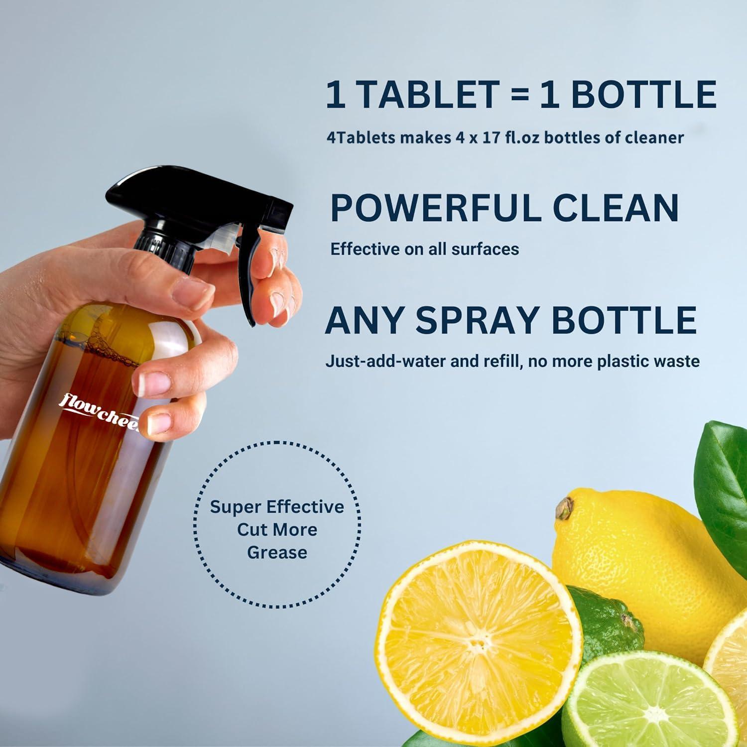 image:imageflowcheer MultiSurface Cleaner Kits2 Pack Reusable Spray Bottles amp 4 Pack All Purpose Cleaner Refills Tablet 4 x 169 Fl oz Bottles of Spray Cleaner Lemon and Lavender Scentvariety