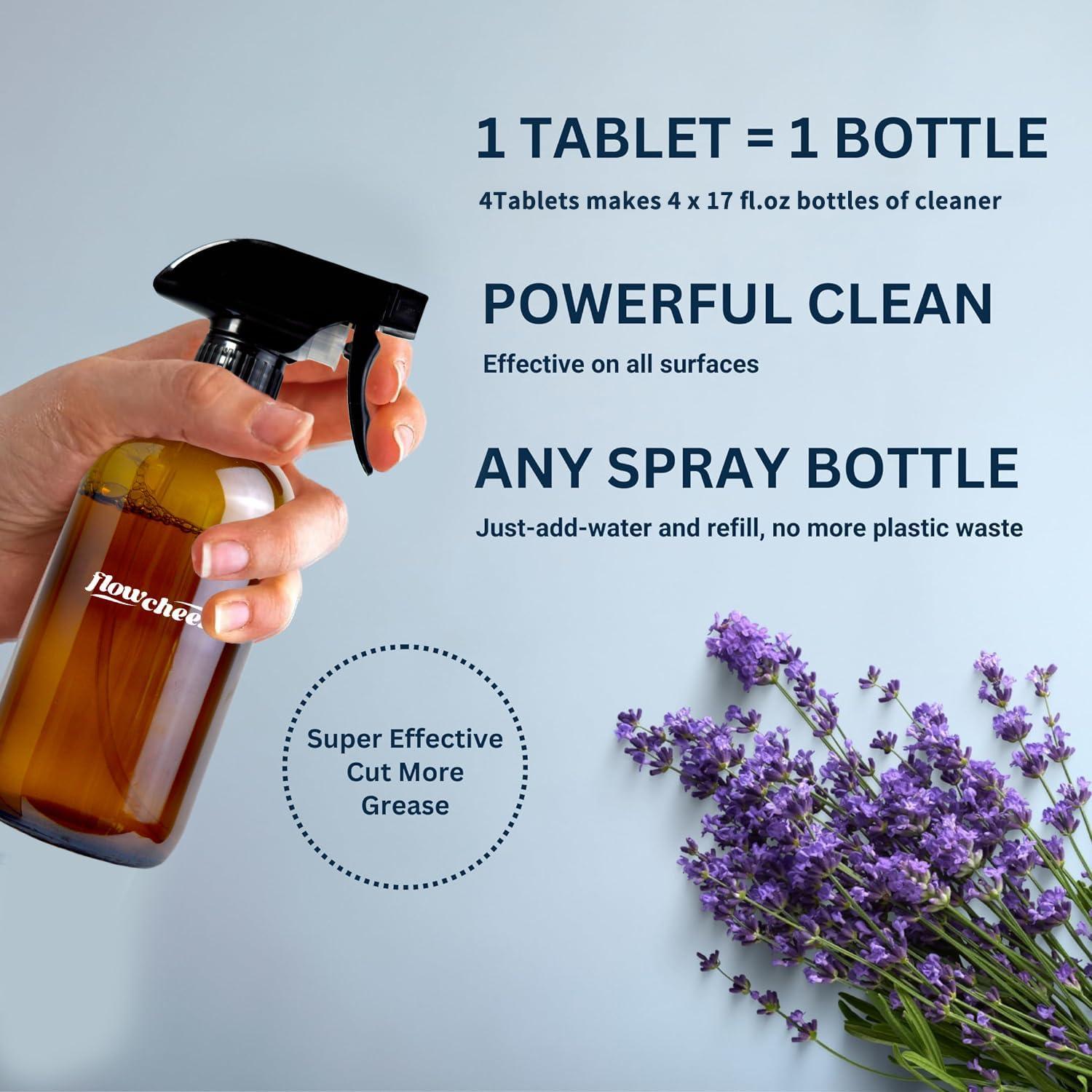 image:imageflowcheer MultiSurface Cleaner Kits2 Pack Reusable Spray Bottles amp 4 Pack All Purpose Cleaner Refills Tablet 4 x 169 Fl oz Bottles of Spray Cleaner Lemon and Lavender Scentvariety