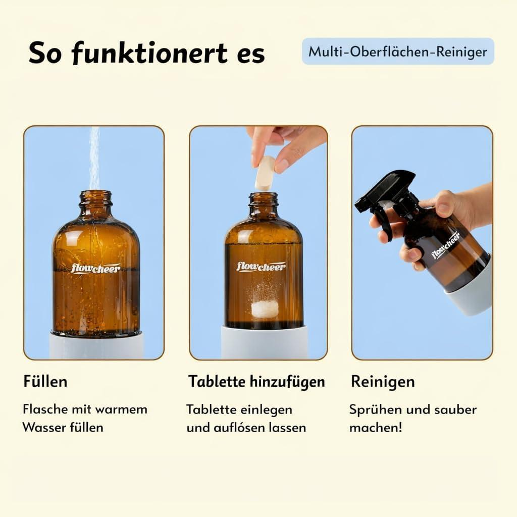 image:imageflowcheer MultiSurface Cleaner Kits2 Pack Reusable Spray Bottles amp 4 Pack All Purpose Cleaner Refills Tablet 4 x 169 Fl oz Bottles of Spray Cleaner Lemon and Lavender ScentLavender