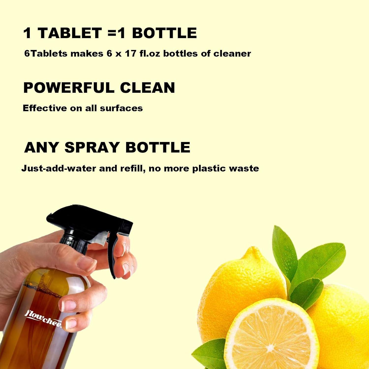 image:imageflowcheer MultiSurface Cleaner Kits2 Pack Reusable Spray Bottles amp 4 Pack All Purpose Cleaner Refills Tablet 4 x 169 Fl oz Bottles of Spray Cleaner Lemon and Lavender ScentLemonset