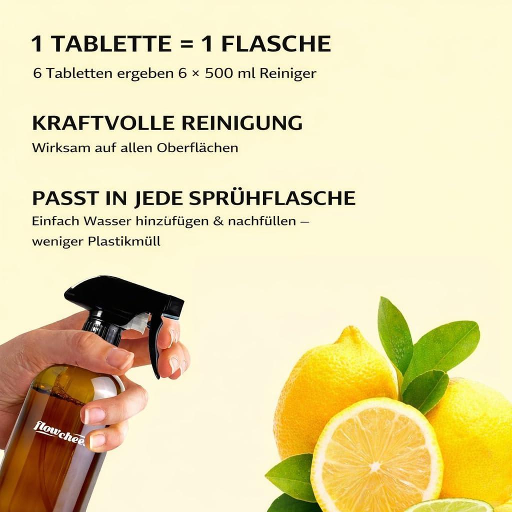 image:imageflowcheer MultiSurface Cleaner Kits2 Pack Reusable Spray Bottles amp 4 Pack All Purpose Cleaner Refills Tablet 4 x 169 Fl oz Bottles of Spray Cleaner Lemon and Lavender ScentUnscented
