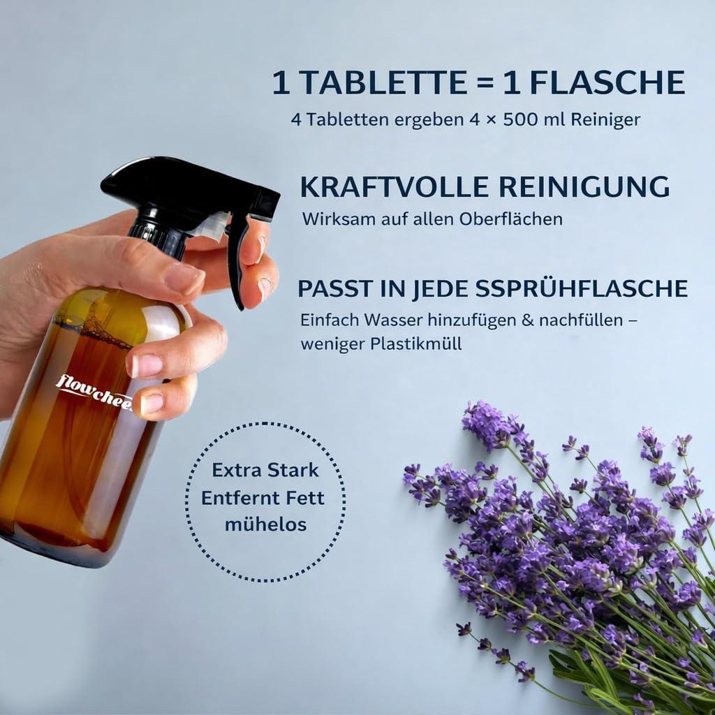 image:imageflowcheer MultiSurface Cleaner Kits2 Pack Reusable Spray Bottles amp 4 Pack All Purpose Cleaner Refills Tablet 4 x 169 Fl oz Bottles of Spray Cleaner Lemon and Lavender ScentLavender