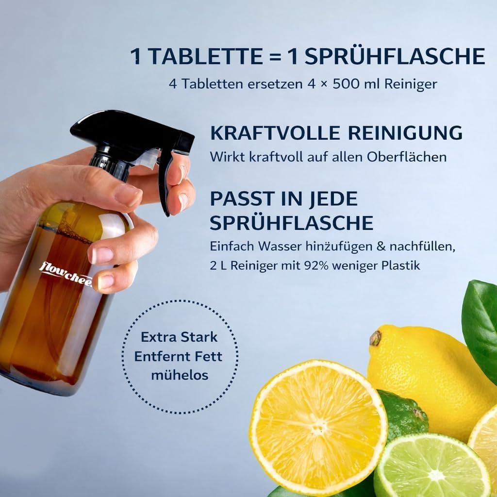 image:imageflowcheer MultiSurface Cleaner Kits2 Pack Reusable Spray Bottles amp 4 Pack All Purpose Cleaner Refills Tablet 4 x 169 Fl oz Bottles of Spray Cleaner Lemon and Lavender ScentLemon