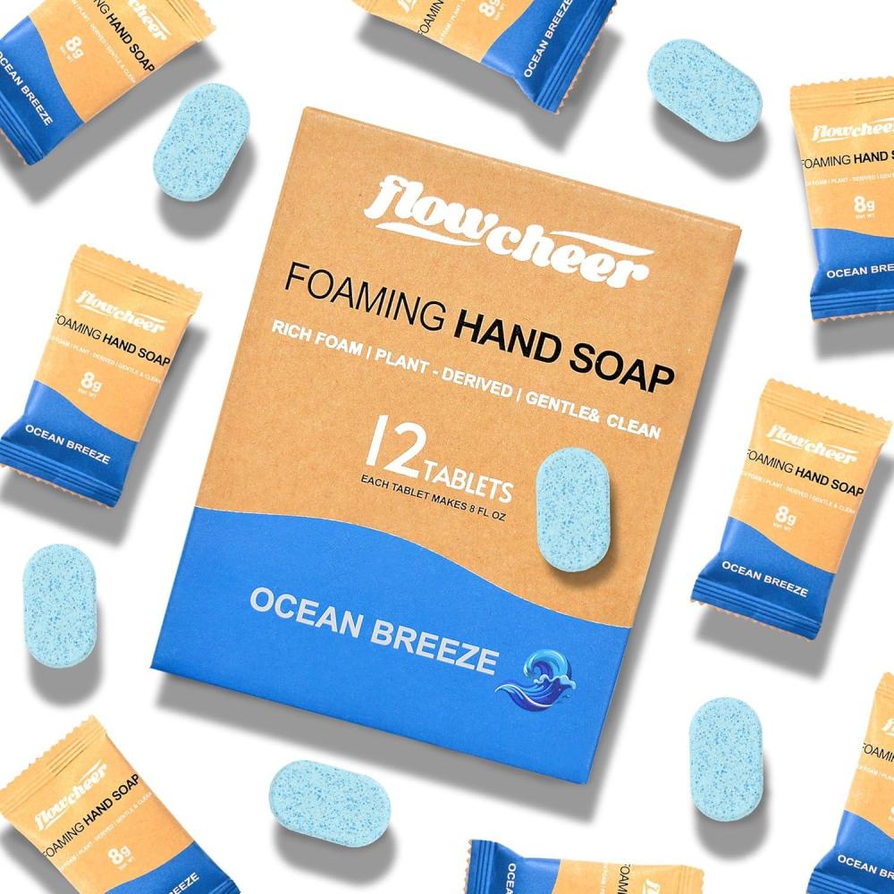 image:imageflowcheer Foaming Hand Soap Tablet Refills 12 Pack Makes 12 x 9 fl oz Lemon Scented soap tablets Fresh amp Clean Handwash No Plastic BottleOcean