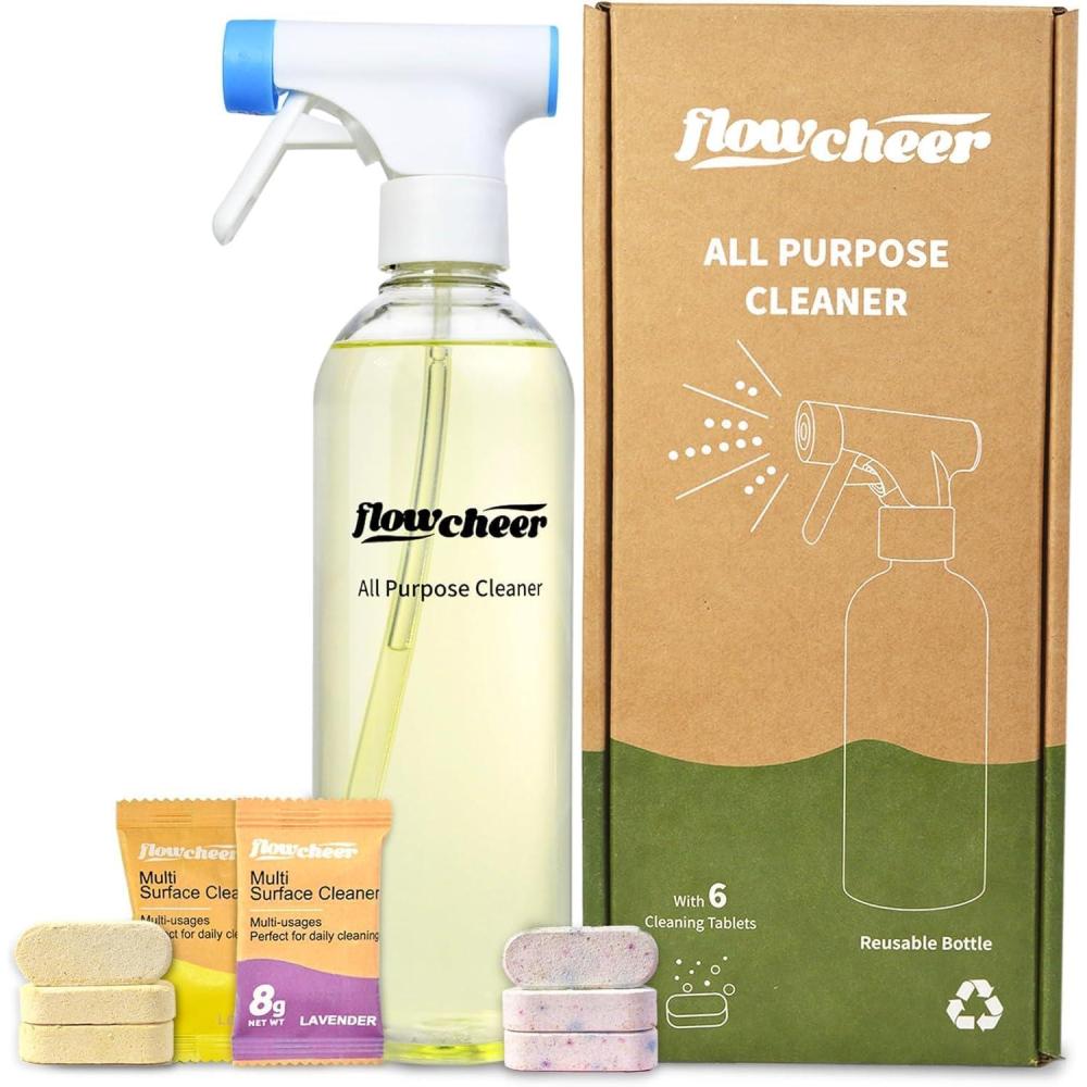 image:imageflowcheer MultiSurface Cleaner Kits2 Pack Reusable Spray Bottles amp 4 Pack All Purpose Cleaner Refills Tablet 4 x 169 Fl oz Bottles of Spray Cleaner Lemon and Lavender Scentvariety6