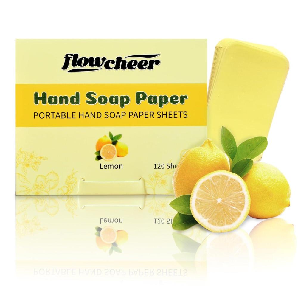 image:imageflowcheer Paper Soap Sheets 360 Pcs Lemon Coconut Blueberry Scents Portable Travel Soap Sheets Eco Dissolvable for Camping Travel Hiking Outdoor amp OntheGo Hand WashingLemon