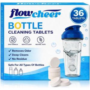 image:imageflowcheer Bottle Cleaning Tablets 36Pack  Powerful amp OdorControl Formula  Deep Cleaner for Stainless Steel Glass Thermos Tumblers Hydration Bladders  Ideal for Daily Household amp Outdoor Gear36 Count Pack of 1