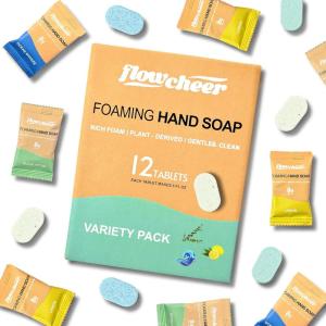 image:imageflowcheer Foaming Hand Soap Tablet Refills 12 Pack Makes 12 x 9 fl oz Lemon Scented soap tablets Fresh amp Clean Handwash No Plastic BottleVariety Pack Lemon vol Eucalyptus