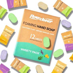 image:imageflowcheer Foaming Hand Soap Tablet Refills 12 Pack Makes 12 x 9 fl oz Lemon Scented soap tablets Fresh amp Clean Handwash No Plastic BottleVariety Pack vol Orange Lav