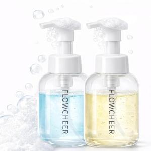 image:imageflowcheer Foaming Soap Dispenser Plastic Jar12 OZ350 ML Refillable Foam Hand Soap Dispenser Pump Bottle for Kitchen Sink Bathroom2 PcsClear