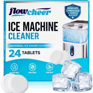 image:imageflowcheer Ice Maker Cleaner Tablets Cleaning and Descaler for Countertop and Home Ice Machines 24 Count for 1 Year Suitable for Most Surfaces