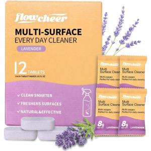 image:imageflowcheer MultiSurface Cleaner Kits2 Pack Reusable Spray Bottles amp 4 Pack All Purpose Cleaner Refills Tablet 4 x 169 Fl oz Bottles of Spray Cleaner Lemon and Lavender ScentLavender