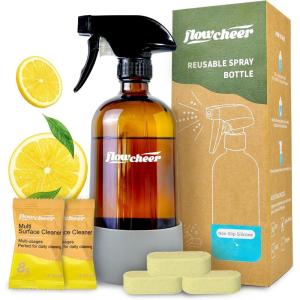 image:imageflowcheer MultiSurface Cleaner Kits2 Pack Reusable Spray Bottles amp 4 Pack All Purpose Cleaner Refills Tablet 4 x 169 Fl oz Bottles of Spray Cleaner Lemon and Lavender ScentLemonset